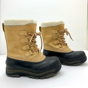 Sorel Tan and Black Caribou Waterproof Insulated Winter Boots